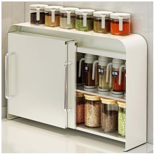 Organizador de armario de almacenamiento para especias con estantes que ahorran espacio para encimeras de cocina y gabinetes, estante de especias de cocina para despensa y mostrador de café