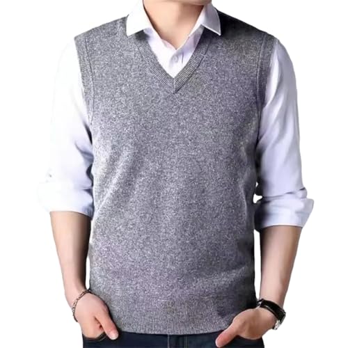 Dcvmvmn Men's Knitted Vest Sleeveless Sweater Knitted Sweater Vests Solid Color V-Neck Pullover