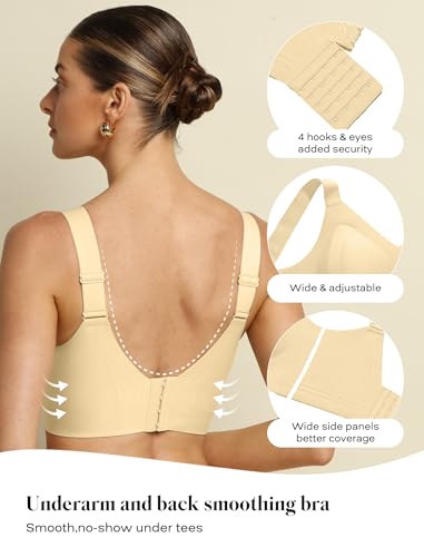 Image of COMFELIE Wireless Minimizer Bra No Underwire Side Shaping Full Coverage for Large Bust Beige