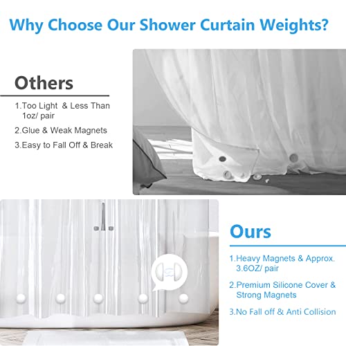 VANZAVANZU 5 Pairs Shower Curtain Weights, Silicone Wrapped Magnets, Heavy Duty Magnets Prevent Curtain Liner from Blowing, Rust-Free, White
