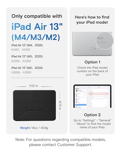 Image of MOFT Dynamic Folio Case for iPad Air 13 Inch M3 /M2 (2025 /2024), iPad Pro 12.9 6th /5th /4th Gen, Silm Magnetic Stand Case with 20+ Viewing Angles, Auto Wake /Sleep, Jet Black