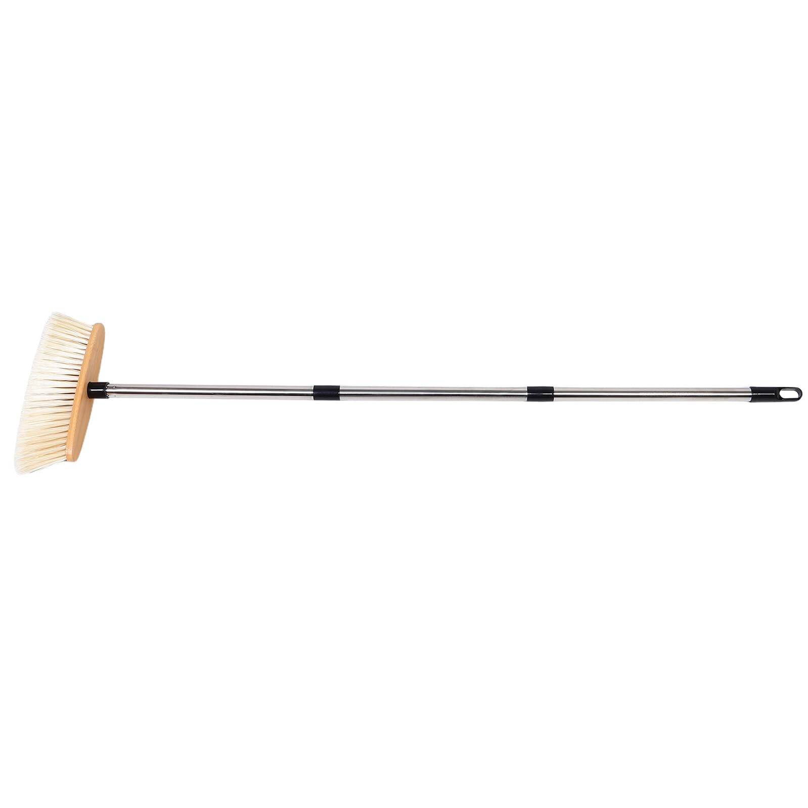 GARVALON Scopa in Legno con Manico in Acciaio Resistente Setole Dure per Pulizia Patio Giardino Pavimenti in Legno e Tappeti Ergonomica e Robusta per Uso Esterno e Interno