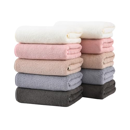 フェイスタオル マイクロファイバー 10枚セット ふわふわ 柔らか肌触り 高吸水 速乾 ホテル仕様 タオル 35X75cm 家庭用 業務用 サロン ホテル スポーツ 贈り物 (5色)
