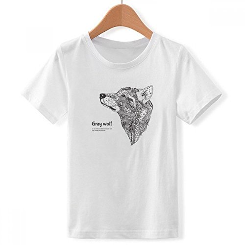 T-shirt blanc col rond loup gris pour les journées d'école