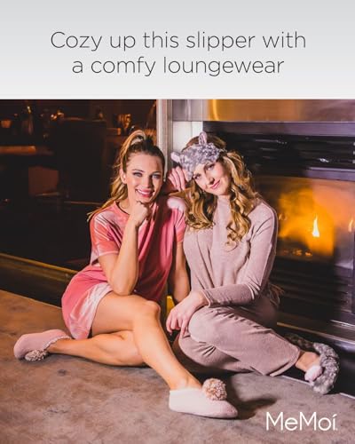 MeMoi Women's Chenille Non-Skid Pom-Pom Slippers4