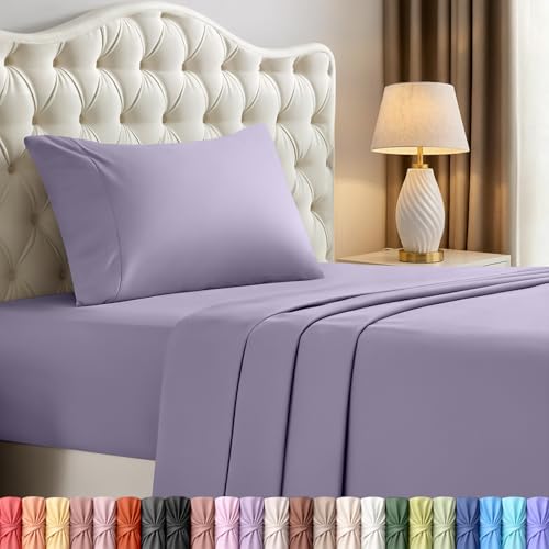 Utopia Bedding Twin XL Sheet Set – 3 Piece Bed Sheets for Twin XL Size Bed, Soft and Breathable Microfiber, Includes 1 Fitted Sheet, 1 Flat Sheet and 1 Pillowcase – Oeko Tex (Lavender)