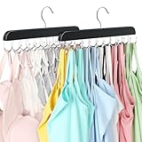 2 Pack Bra Hanger, Capacity Foldable Tank Top Hanger with 40 Hooks, Bra Hangers for Closet Organizer, Premium Wooden Space Saving Hangers Closet Organizers and Storage for Dorm & Apartment