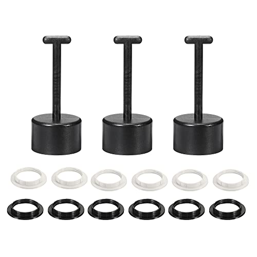 MECCANIXITY E26/E27 Socket Ring Removal Tool T Type with Lamp Shade Socket Rings for Medium Base, Light Replacing Accessories, Black 3 Set
