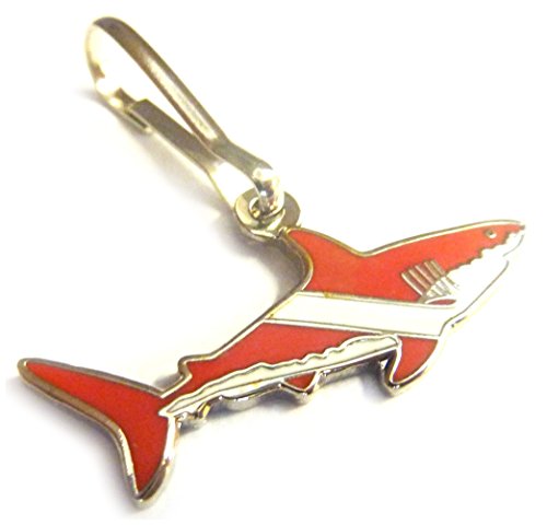 Scuba Diving Diver Flag Great White Shark Backpack Jacket ZIPPER PULL CLIP