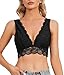 Produktbild YIANNA Blumen Spitzen BH Ohne Bügel Bustier Damen Ungepolstert Bralette Spitze Bequemer Sexy Lace Bra Crop Top Schwarz,YA8336 Size M