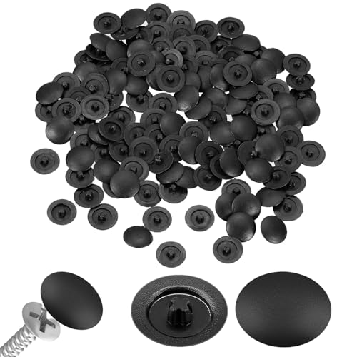 100pcs Black Screw Caps Covers 12MM Plastic Decorative Screw Caps Snap-In Cross Head Screws Protection Covers for Cabinet Furniture Assembly Waterproof DIY Hardware Cover