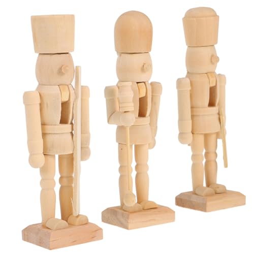 LOORGVEL 3 Stück Teiliges Holz Nussknacker Soldat Figuren Unbemalt...