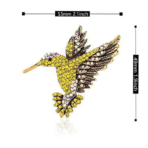 Image of Animal Hummingbird Brooch Pins for Women Fashion Bird Pins Elegant Rhinestone Crystal Animal Brooches Pin