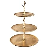 Riess Ambiente Elegante Etagere Abstract 48cm Aluminium Gold mit DREI Etagen Servierständer Obstschale 3 Ablagefächer