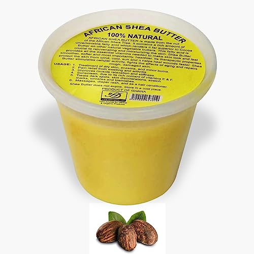 HERBOGANIC Pure Raw African Shea Butter, Yellow 100% Natural Unrefined Butter for Body & Hair Scalp Non – GMO (Yellow Shea Butter 32 Oz.)