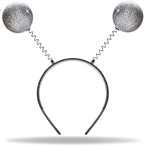 Sprinlot Diadema Alienígena De Plata Con 2 Bolas Oscilantes, Accesorio Divertido Para Carnaval Y Fiestas Temáticas, Talla Única