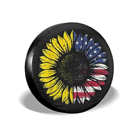 NELife Tire Cover American Flag Sunflower Spare Tire Cover Universal Wheel Covers Waterproof Tire Cover Fit for Jeep Trailer Rv SUV Truck Camper Travel Trailer Accessories (14-17 in) Cover