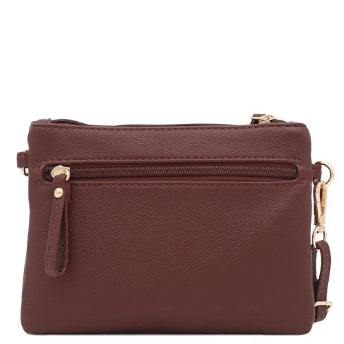 Image of FashionPuzzle Multi Zipper Pocket Small Wristlet Crossbody Bag