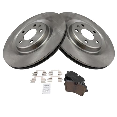 Image of TRQ Rear Ceramic Brake Pad and Rotor Set Compatible with 14-18 Audi A6 12-18 A6 Quattro 12-18 A7 Quattro 13-14 A8 with 330mm Diameter Rear Rotors