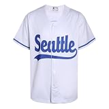 DEHANER Seattle Men's Women's Baseball Jersey Boys Girls Hip Hop Button Down Shirt Casual USA City Outfits Navy Blue Letters White Jersey Men Size Small