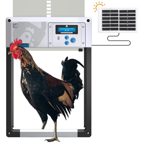 Porte poulailler Automatique 'ChickenGuard All-in-One'. Écran LCD programmable, Mode Hiver Puissant, Capteur de Lumière/Minuterie, Arrêt de Sécurité,...
