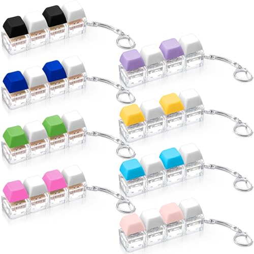 Halloscume 8 Pcs Clicky and Silent Keyboard Fidget Toy Alternating Colors