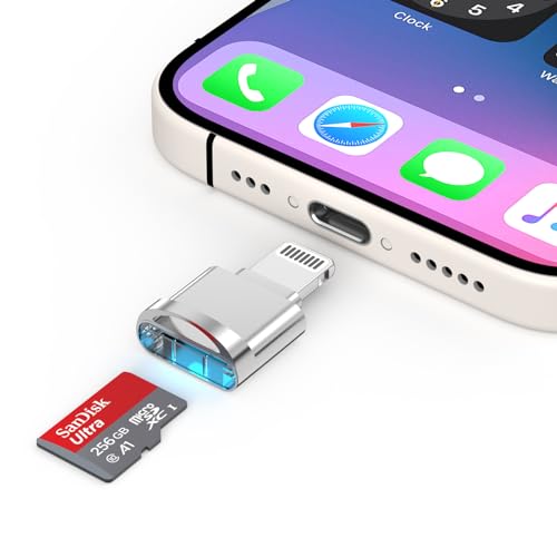 [Certifié Apple MFi] Lecteur de Micro SD pour iPhone - Adaptateur Lightning vers Micro SD/TF pour iPhone 14 13 12 11 Pro Max XS XR X 8 iPad