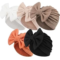 5 Pcs Wheat Patterned Bow Hats H/ 3-12 Months
