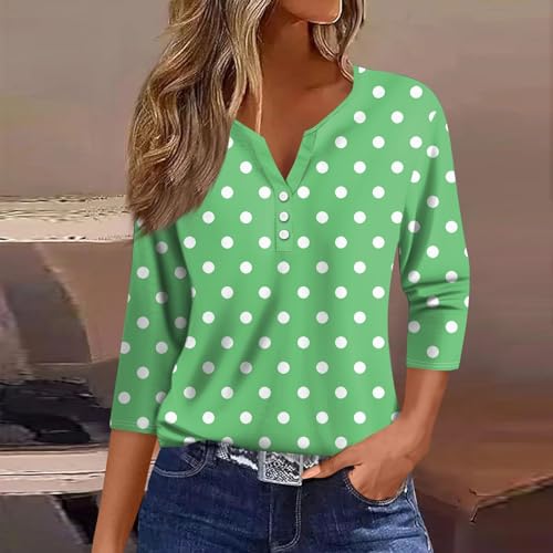 Womens Tops 3/4 Sleeve V-Neck Button Down Shirts Business Casual Outfit Basic Tees Fall 2025 Clothes2