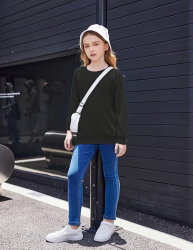 Arshiner Girls Long Sleeve Shirts with Pockets Crewneck Soft Casual Raglan Kids Blouse Tee Tops3