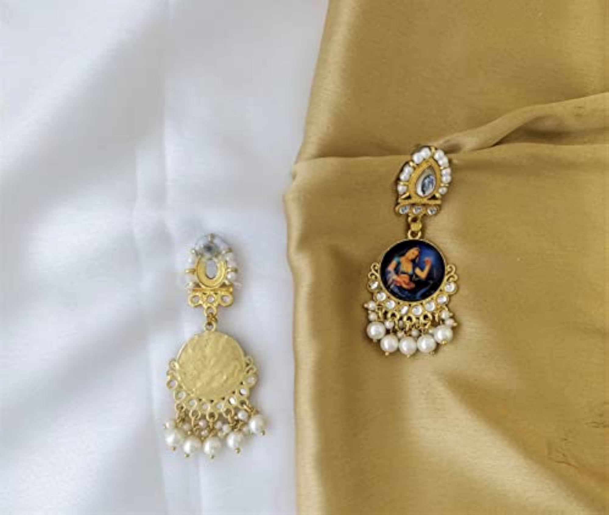 Traditional Kundan Dangle Earrings, Ethnic Style