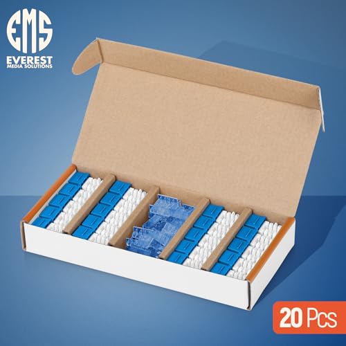 Image of Everest 90 Degree RJ45 Cat5e Keystone Jacks Slim Profile 20-Pack Blue | Compatible with 90 Angled Speed Termination Tool - easyJACK (B094WB91H3)