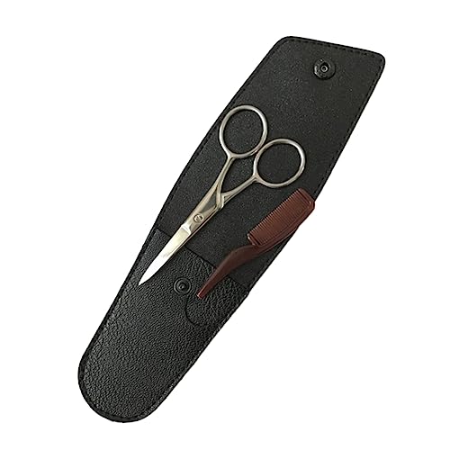 FRCOLOR 1 Set Stainless Steel Beard Trimming Scissors Portable Eyebrow and Beard Shears Kit with Comb for Men for Home and Barber Use Durable Hair Cutting Accessories