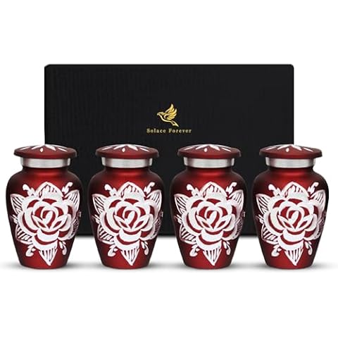 Red Rose Mini Urns for Ashes Set Cover