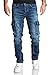 Produktbild REPUBLIX Herren Cargo Jeans Regular Slim Denim Hose Destroyed R7977 Dunkelblau W34/L34