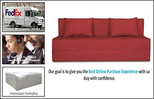 Image of Adorn India Easy 4 Seater Sofa Cum Bed Alyn 6'x 6' (Maroon)
