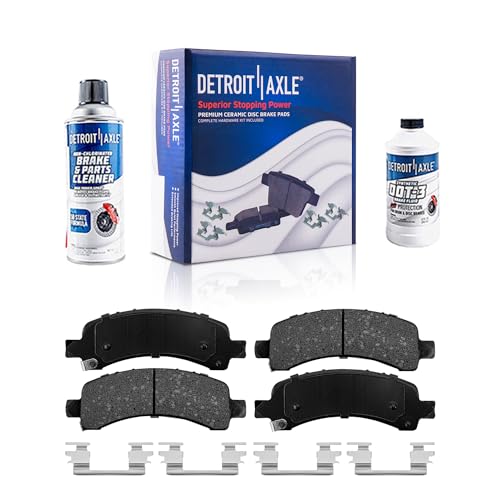 Image of Detroit Axle - Rear Brake Pads for 2003-2020 Chevy GMC Express Savana 2500 3500, Ceramic Brake Pads w /Hardware 2004 2005 2006 2007 2008 2009 2010 2011 2012 2013 2014 2015 2016 2017 2018 2019