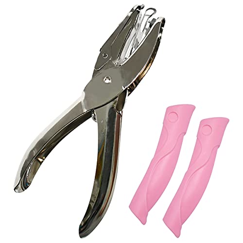 Handheld Hole Paper Punch Puncher For Craft Paper Tags Clothing Ticket Diy Scrapbook Tool, With Pink Soft Handheld Grip (Small Circle 1/16 Inch) #TOP4