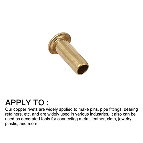 METALLIXITY Through Hole Rivet (M3x8mm) 100Pcs, Brass Plated Metal Hollow Rivet Nuts - Image 4