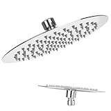 Cozary Soffione Doccia a Pioggia Rotondo 20cm (8 Pollici), Soffione Doccia Alta Pressione in Acciaio Inossidabile con Bocchette Anti-Calcare, Autopulente, Installazione Facile Senza Attrezzi, Cromo