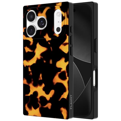 Image of FLAUNT Official Square iPhone 17 Pro Case - Tortoise Print | Phone Cover for iPhone 17 Pro - Compatible with MagSafe and Wireless Charging - Drop-Tested Shockproof Designer Hard Cover
