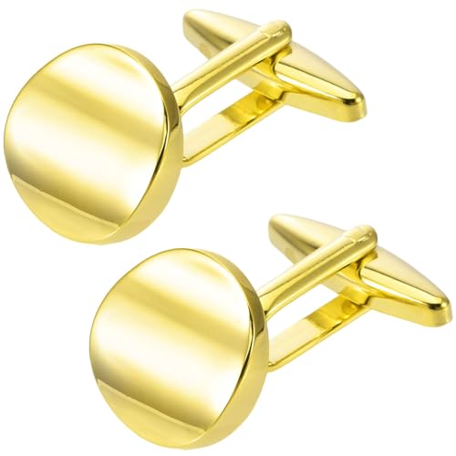 Mancuernillas redondas con diseño ondulado para hombre y mujer miniatura 3
