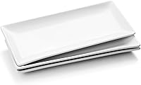 Vista 1 de Juego de 3 bandejas para servir, bandejas grandes para servir de 14 pulgadas, platos blancos para servir, plato rectangular de cerámica, bandeja