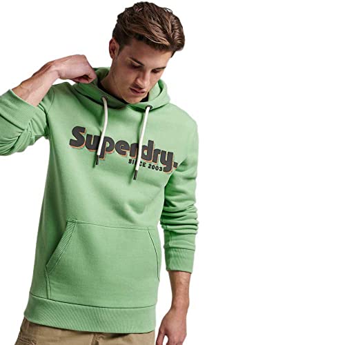 Superdry Herren Terrain Logo Classic Hoodie Kapuzenpullover, Weiches Grün,...
