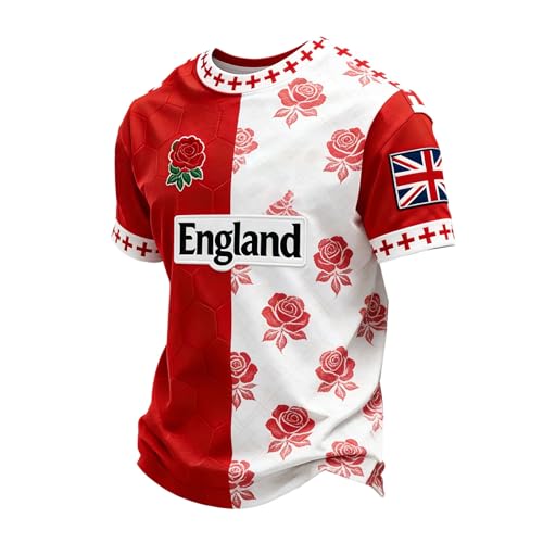 Camiseta de Manga Corta con Estampado gráfico, Estilo Casual, con diseño de fútbol para Aficionados al Deporte. (Red, L)