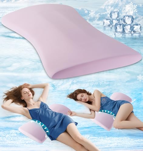 Lumbar Support Pillow for Bed Relief Back Pain: Lower Back Pillow for Sleeping - Cooling Memory Foam Waist pillow - Back Wedge pillow for Side, Back&Stomach Sleepers - Car Seat Cushions for Car, Sofa