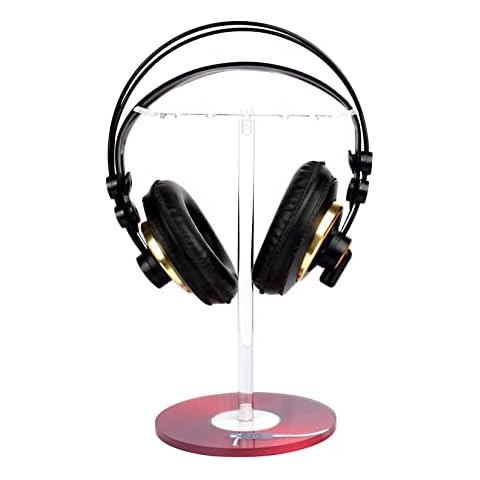 BVANQ Headphone Stand,Universal Clear Acrylic Holder for AirPods Max,HyperX Cloud II,Xbox One,Turtle Beach,Sennheiser,Sony,Bose,Beats PC Gaming Headset Display&Wireless Headphones(Red Record/LP) Cover