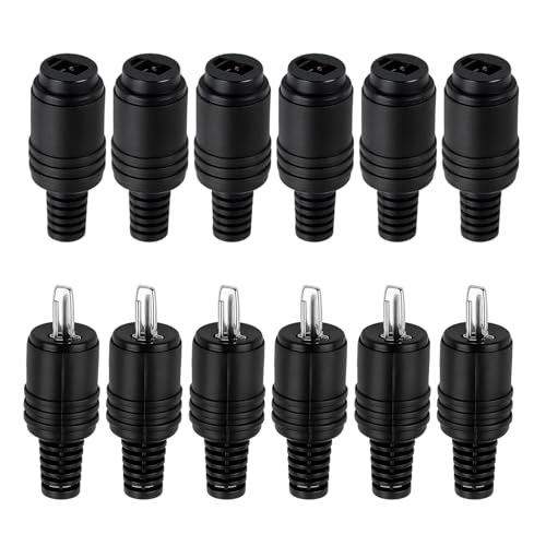 Lot de 12 Connecteur DIN Haut-Parleur 2 Broches avec Bornes à Vis, 6 Paires (Fiche Mâle & Femelle) Prise Cable Haut Parleur Idéale pour Audio HiFi,...