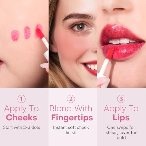 Image of bayfree Lip Tint Stain Set, 2 PCS Korean Water Tint Lightweight Non-sticky, Waterproof Long Lasting Liquid Blush & Lip Stain, Transfer-Proof, Matte Finish Lip Color Makeup (made into jam)