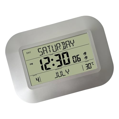 Reloj digital multifuncional LCD con termómetro integrado para casa 5
